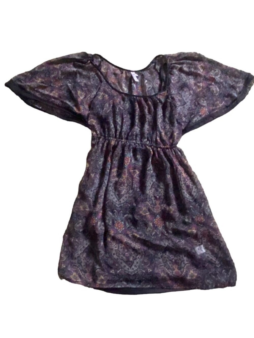Xhilaration Womens Paisley Mini Dress-Black/Multicolor-Size Small-GUC